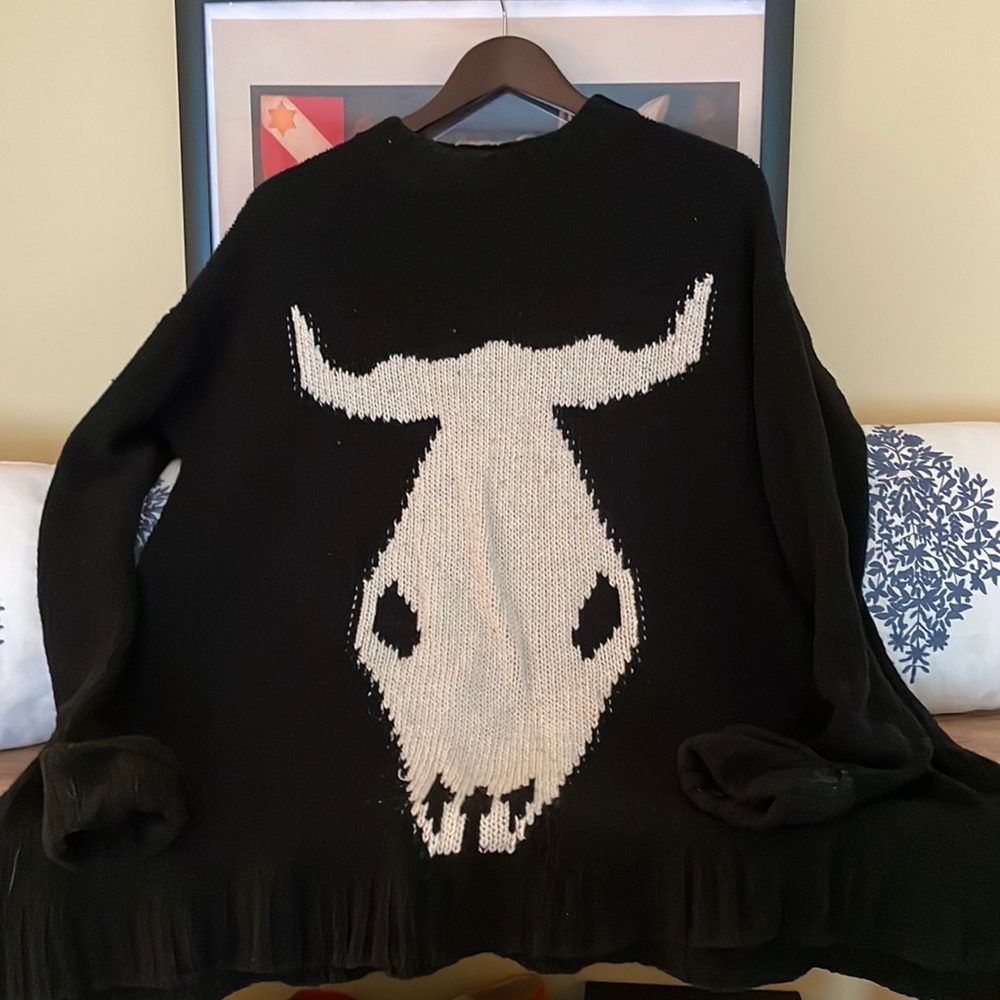 Show Me Your Mumu Cow Skull Sweater (SEE SIZE NOTE)